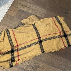 Impressions Mustard Plaid Poncho